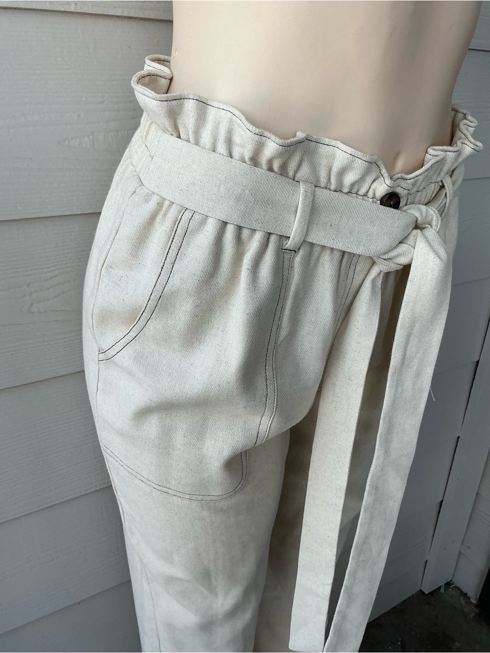 Sienna Sky Cream Paperbag Waist Tie Pants - Picture 5 of 10